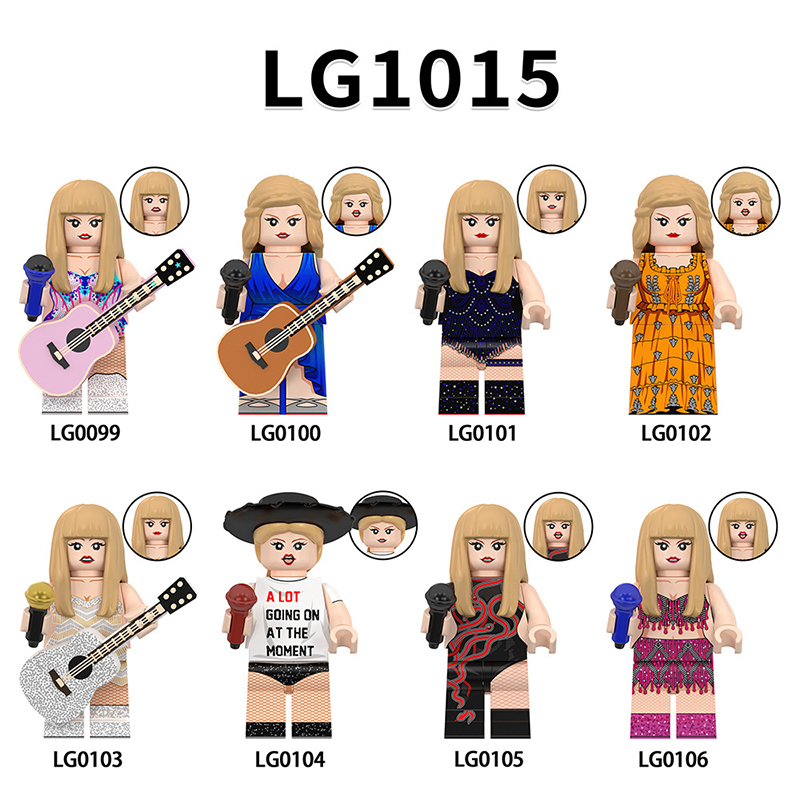 LG1015 Celebrity Stars Taylor Swift Minifigs Building Blocks Pink Action Figures Cartoon Children Gifts Girls Birthday Collection Toys