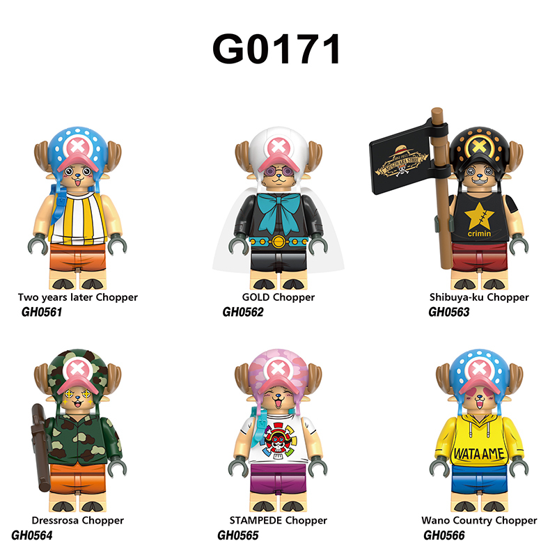 G0171 Animation One Piec Chopper Minifigs Assembling Action Figures Gold Chooper Shibuya ku Building Blocks Children Toys Gifts