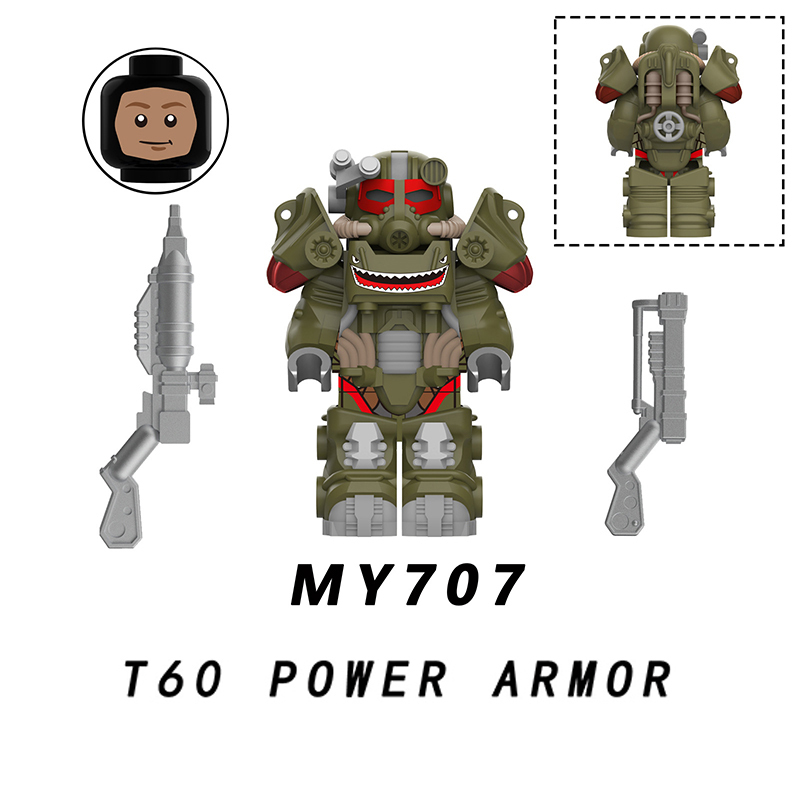 MY706-710 Game Radiation Power Armor Minifigs Motorcycle Building Blocks Lucy Maclean Maximus Cooper Howard Compatible Toys Gift