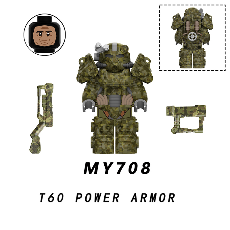 MY706-710 Game Radiation Power Armor Minifigs Motorcycle Building Blocks Lucy Maclean Maximus Cooper Howard Compatible Toys Gift