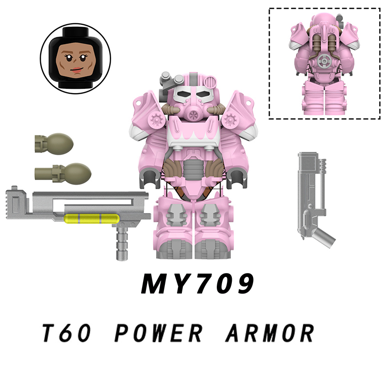 MY706-710 Game Radiation Power Armor Minifigs Motorcycle Building Blocks Lucy Maclean Maximus Cooper Howard Compatible Toys Gift