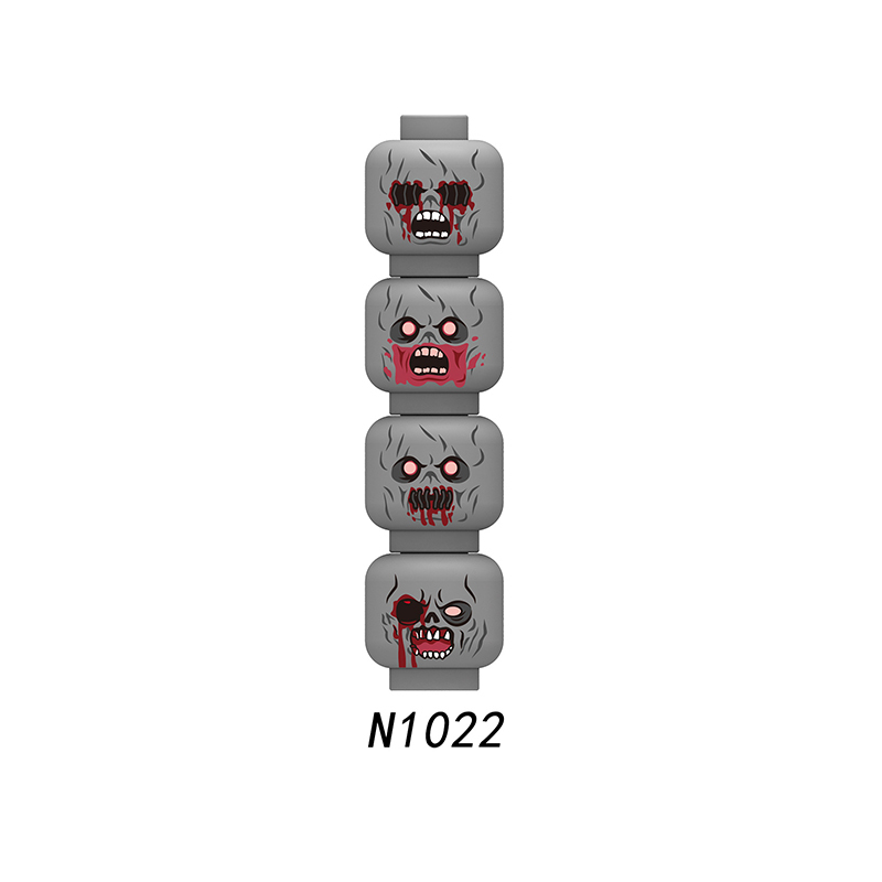 N1018-1025 MOC City Minifigs Zombie Face Emotion Head Body Parts Building Blocks Soldiers Expression Accessories DIY Bricks Model Toys