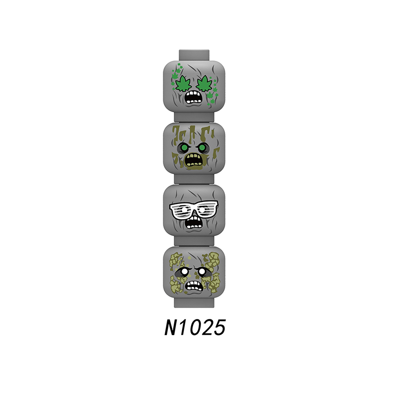 N1018-1025 MOC City Minifigs Zombie Face Emotion Head Body Parts Building Blocks Soldiers Expression Accessories DIY Bricks Model Toys