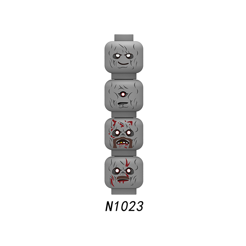 N1018-1025 MOC City Minifigs Zombie Face Emotion Head Body Parts Building Blocks Soldiers Expression Accessories DIY Bricks Model Toys
