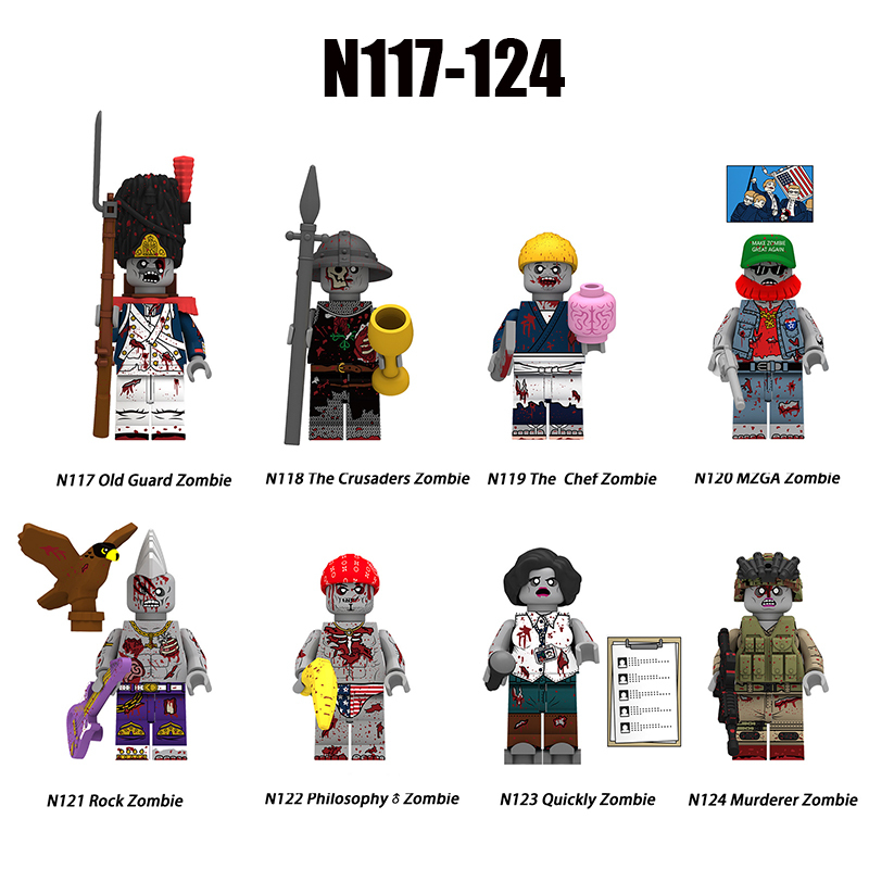 N117-124 Horror Series Zombie Minifigs Building Blocks Micha Fusako Action Figures Terrifying Collection Children Toys Boy Gifts