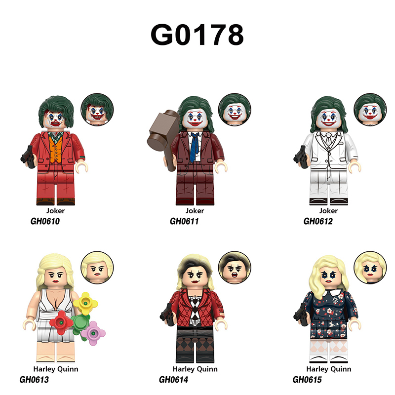 G0178 Marvel DC Joker Action Figures Building Blocks Harley Quinn Cartoon Clown Minifigs Blocks Children Toys Gifts