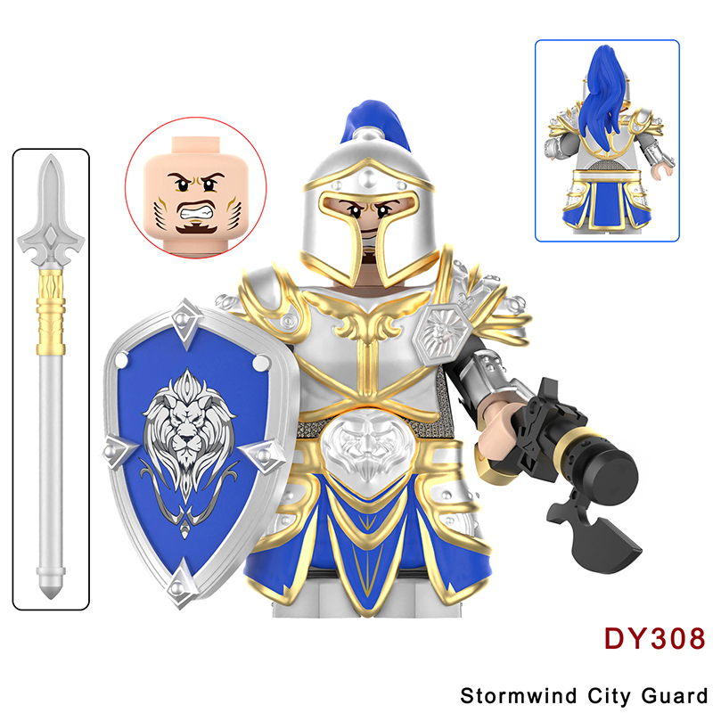 DY307-312 Medieval Soldiers Military Dragon Guard Building Blocks Stormwind City War Shield Action Figures Mini Building Children Gifts