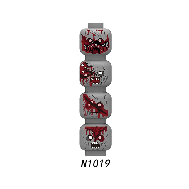 N1018-1025 MOC City Minifigs Zombie Face Emotion Head Body Parts Building Blocks Soldiers Expression Accessories DIY Bricks Model Toys
