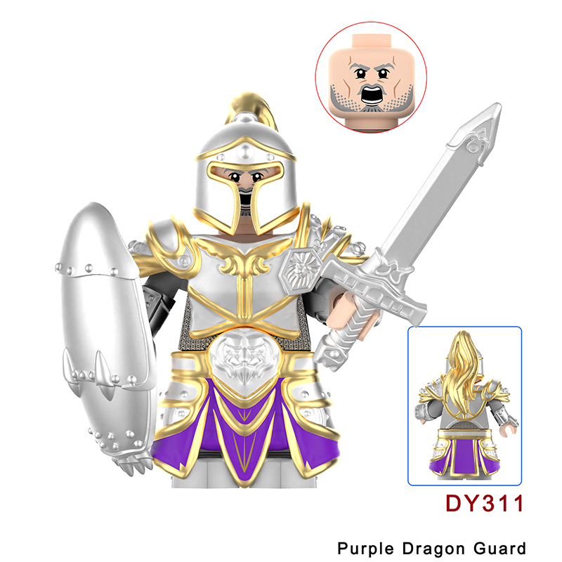 DY307-312 Medieval Soldiers Military Dragon Guard Building Blocks Stormwind City War Shield Action Figures Mini Building Children Gifts