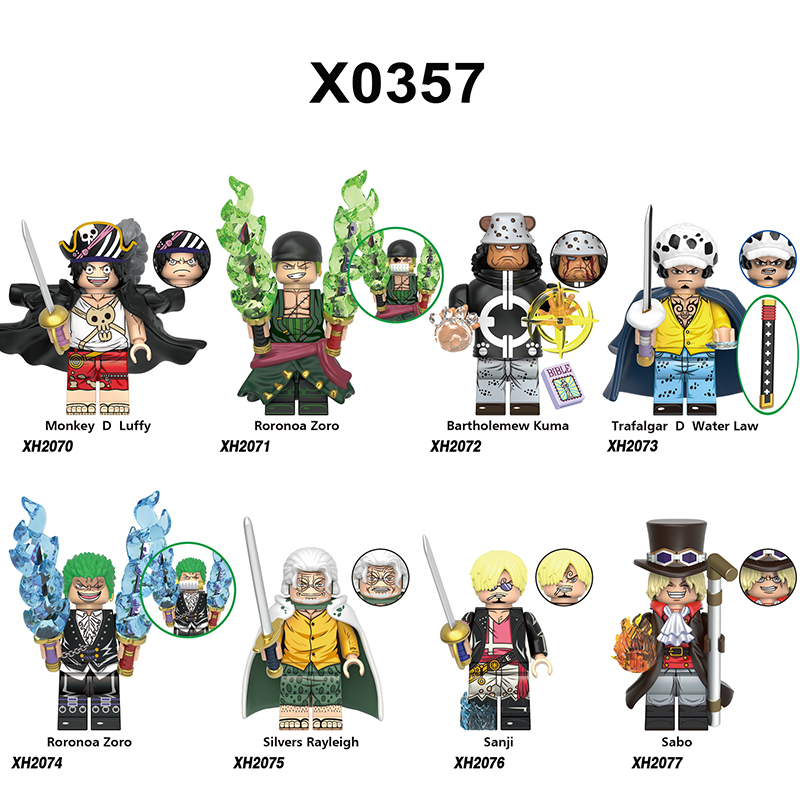 X0357 Japanese Anime One Piece Monkey D Luffy Action Figures Sanji Sabo Building Blocks Sliver Rayleigh Minifigs Children Gifts Toys