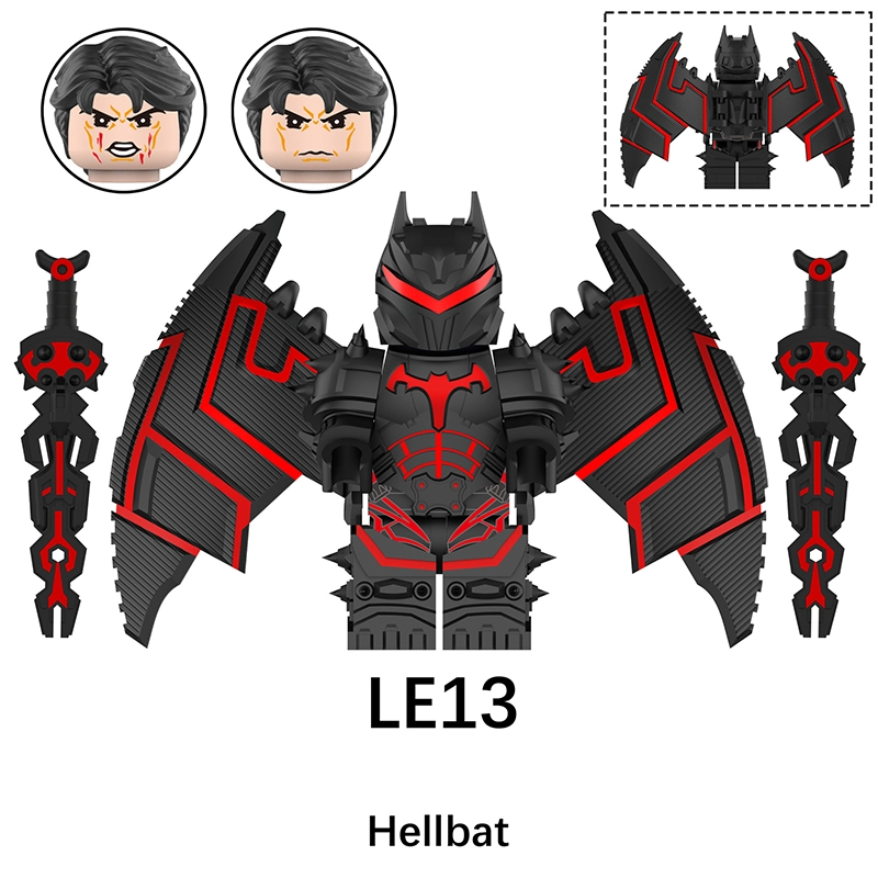 LE13-15 Marvel DC Series Superheroes Batman Action Figures Building Blocks Hellbat Weapon Accessories Children Toys Boys Gift