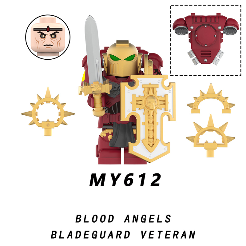 MY611-615 British Game Warhammer Bladeguard Minifigs Building Blocks Warrior Ultramarines Imperial Armour Helmet Toys Gift Boy