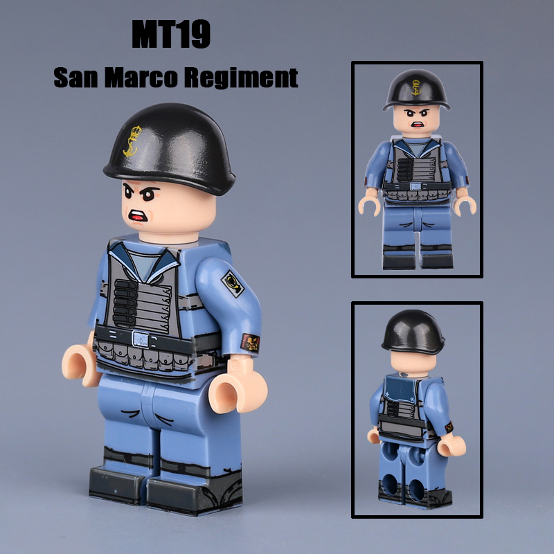 MT29-31 WW2 Military Italian Landing Units Soldiers Action Figures Decima Flottiglia MAS Building Blocks Weapons Gun Toys Boys