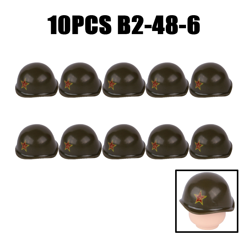 WW2 Military Soviet Soldier Helmet Building Blocks Medical Helmet Army Soliders Compatible Hats Bricks Children Gifts Toys