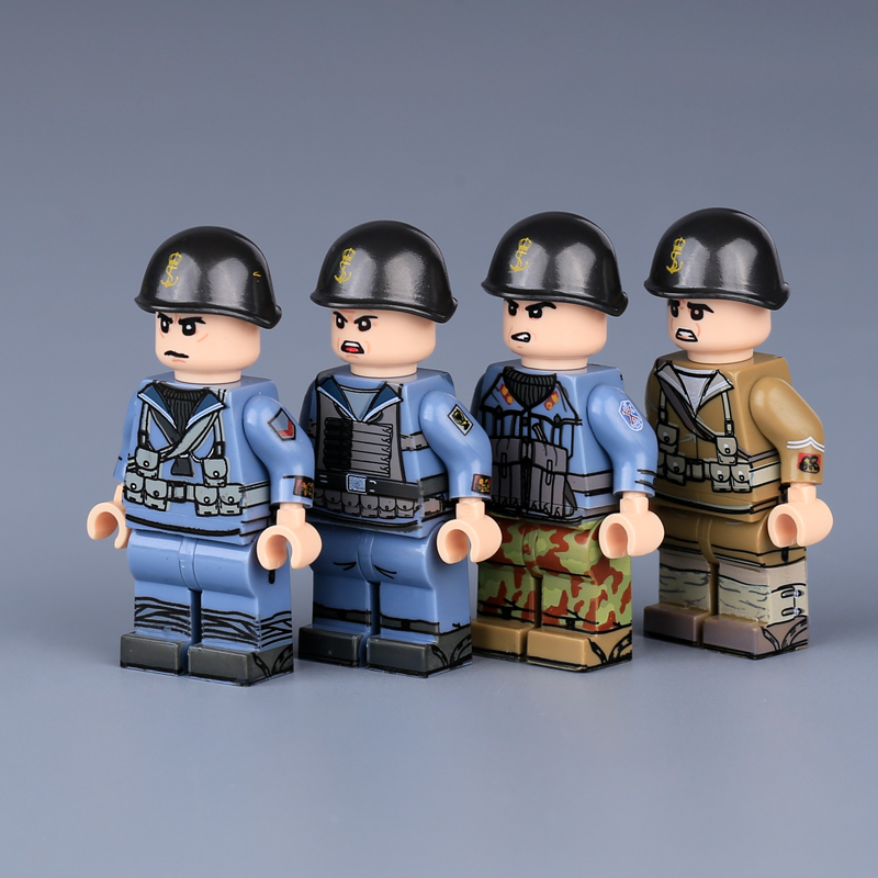 MT29-31 WW2 Military Italian Landing Units Soldiers Action Figures Decima Flottiglia MAS Building Blocks Weapons Gun Toys Boys