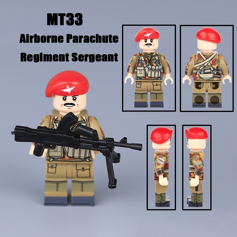 WW2 British Soldiers Military British Gunner Minifigs Building Blocks Camo Blouse Weapon Army Accessories Model Vest Toys Boys Gift