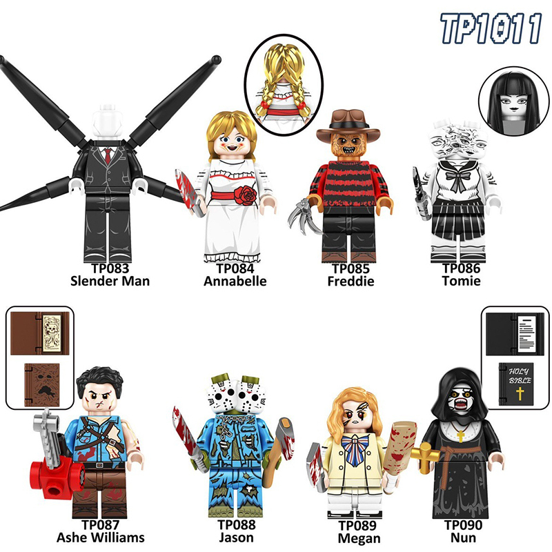 TP1011 Halloween Slender Man Annabelle Freddie Building Blocks Comic Tomie Nun Megan Minifigs Broll Anime Action Children Gifts Toys