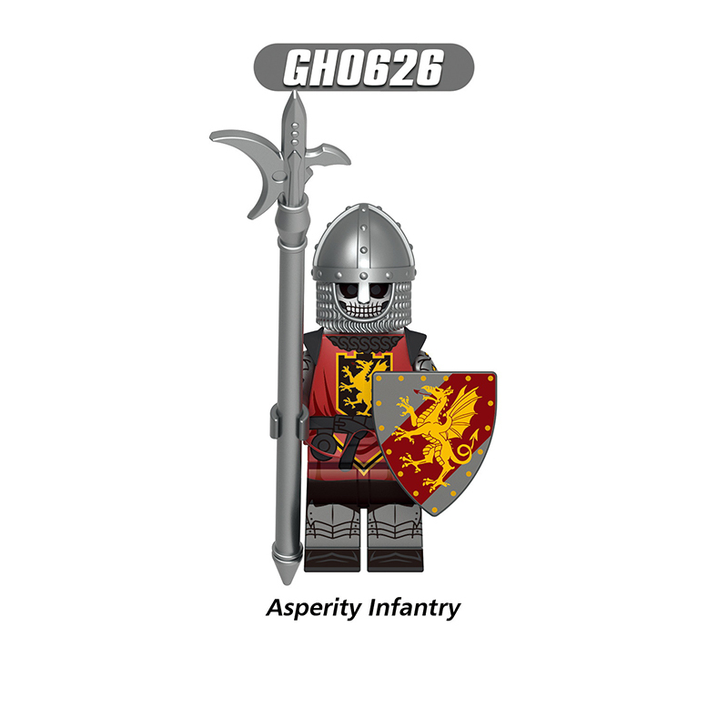 G0180 G0181 Medieval Soldiers Military Minifigs Building Blocks Lionheart Knight Battle Weapon Horse Helmet Shield Toys Gifts Thomas