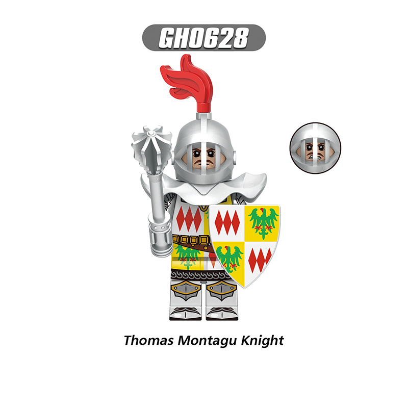 G0180 G0181 Medieval Soldiers Military Minifigs Building Blocks Lionheart Knight Battle Weapon Horse Helmet Shield Toys Gifts Thomas