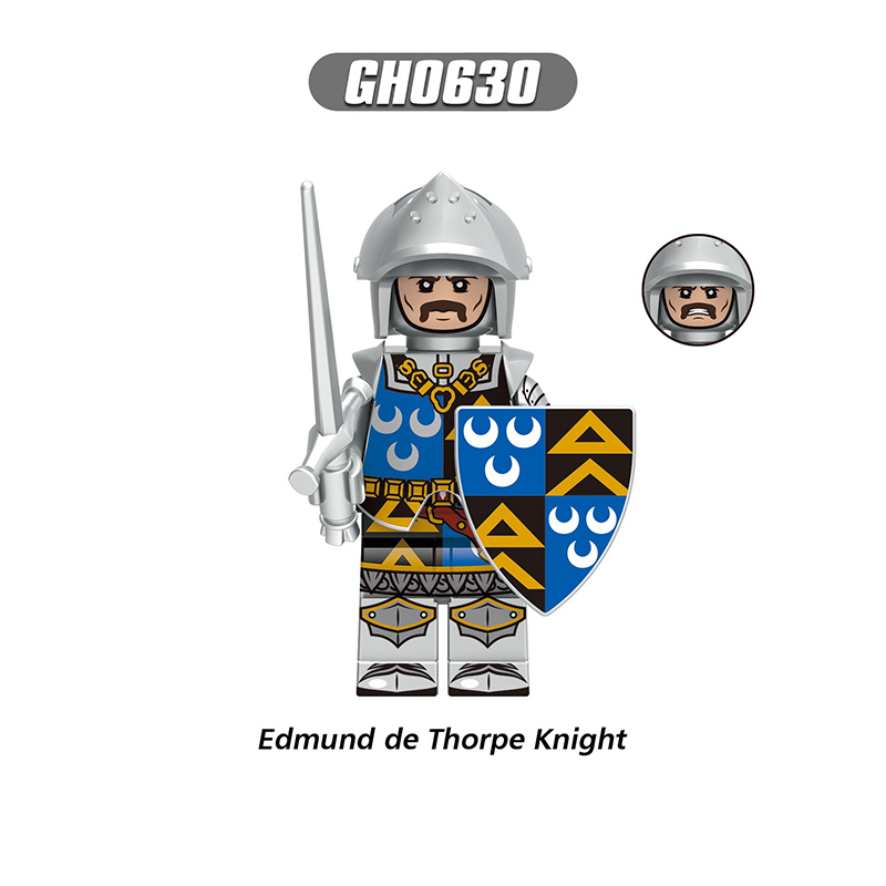 G0180 G0181 Medieval Soldiers Military Minifigs Building Blocks Lionheart Knight Battle Weapon Horse Helmet Shield Toys Gifts Thomas