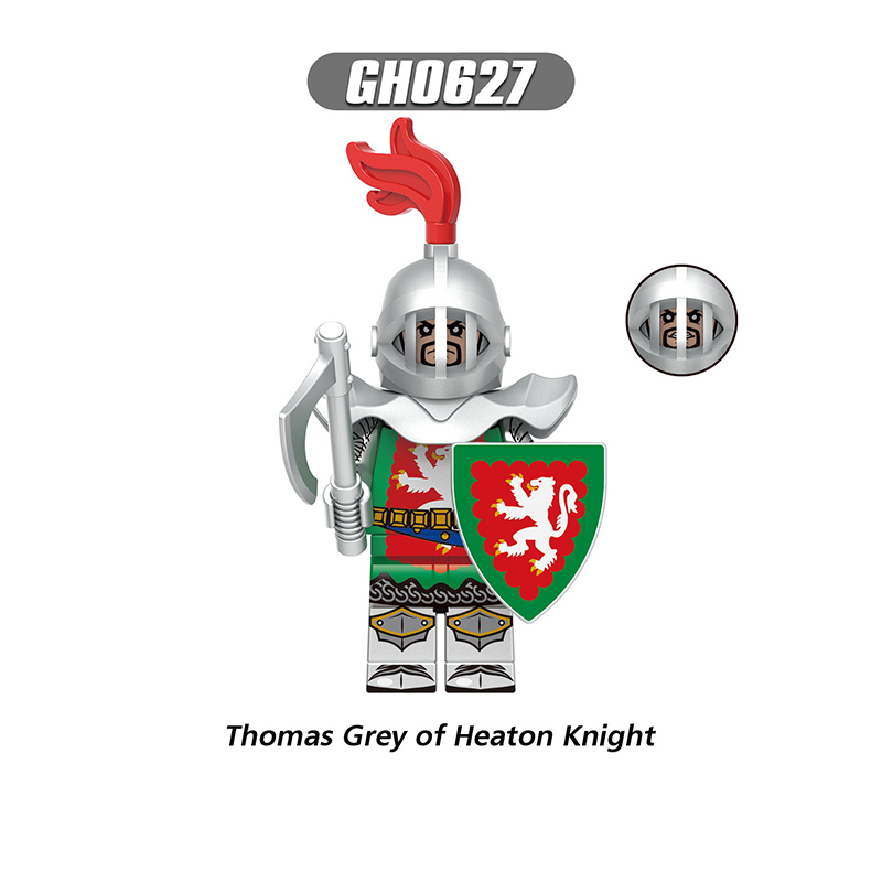 G0180 G0181 Medieval Soldiers Military Minifigs Building Blocks Lionheart Knight Battle Weapon Horse Helmet Shield Toys Gifts Thomas