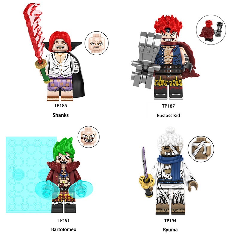 TP185 TP187 Japanese Anime One Piece Shanks Eustass Kid Action Figures Bartolomeo Building Blocks Ryuma Minifigs Children Gifts Toys TP191 TP194