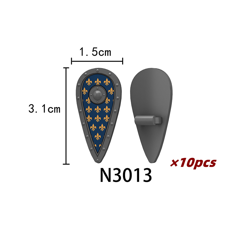 N3010-3017 Medieval Crusader Shield England Civil Wars Of The Roses Shield Building Blocks Army Soldiers Knight Infantry Sword Shield Helmet Boy Toy