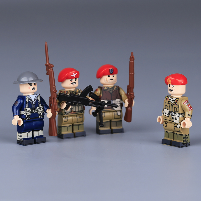 WW2 British Soldiers Military British Gunner Minifigs Building Blocks Camo Blouse Weapon Army Accessories Model Vest Toys Boys Gift