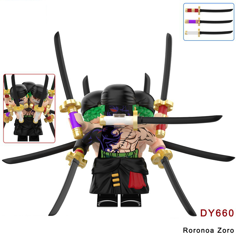 DY658-661 Japanese Anime One Piece Roronoa Zoro Action Figures Nico Robin Building Blocks Nami Smoker Minifigs Children Gifts Toys
