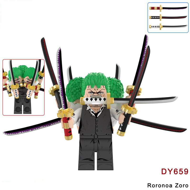 DY658-661 Japanese Anime One Piece Roronoa Zoro Action Figures Nico Robin Building Blocks Nami Smoker Minifigs Children Gifts Toys