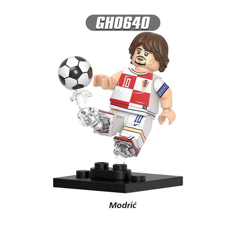G0182 Football Star Virgil Mbappe Rodrigo Anime Minifigs Building Blocks Lewandowski Kane Kroos Modric Boys Toys Gifts Children