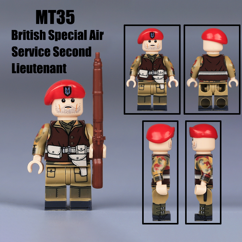 WW2 British Soldiers Military British Gunner Minifigs Building Blocks Camo Blouse Weapon Army Accessories Model Vest Toys Boys Gift