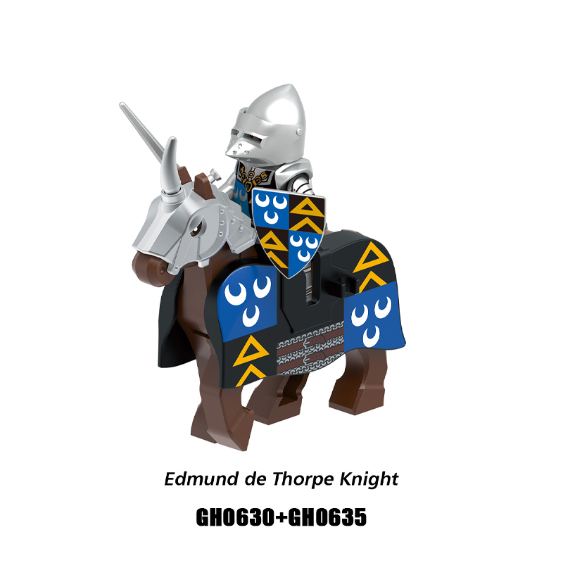 G0180 G0181 Medieval Soldiers Military Minifigs Building Blocks Lionheart Knight Battle Weapon Horse Helmet Shield Toys Gifts Thomas