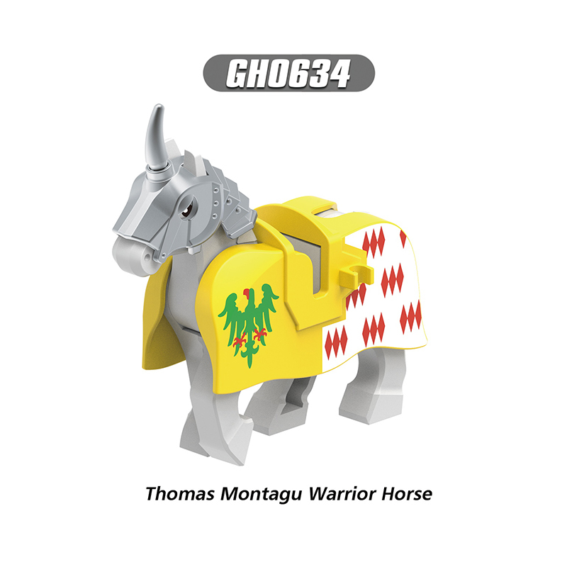 G0180 G0181 Medieval Soldiers Military Minifigs Building Blocks Lionheart Knight Battle Weapon Horse Helmet Shield Toys Gifts Thomas