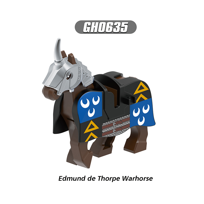 G0180 G0181 Medieval Soldiers Military Minifigs Building Blocks Lionheart Knight Battle Weapon Horse Helmet Shield Toys Gifts Thomas