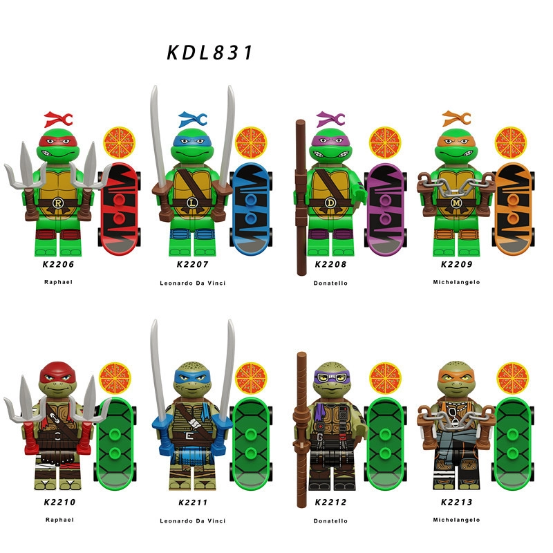 KDL831 American Anime Teenage Mutant Ninja Turtles Minifigs Building Blocks  Weapon Accessories Raphael Donatello Children Gifts Toy