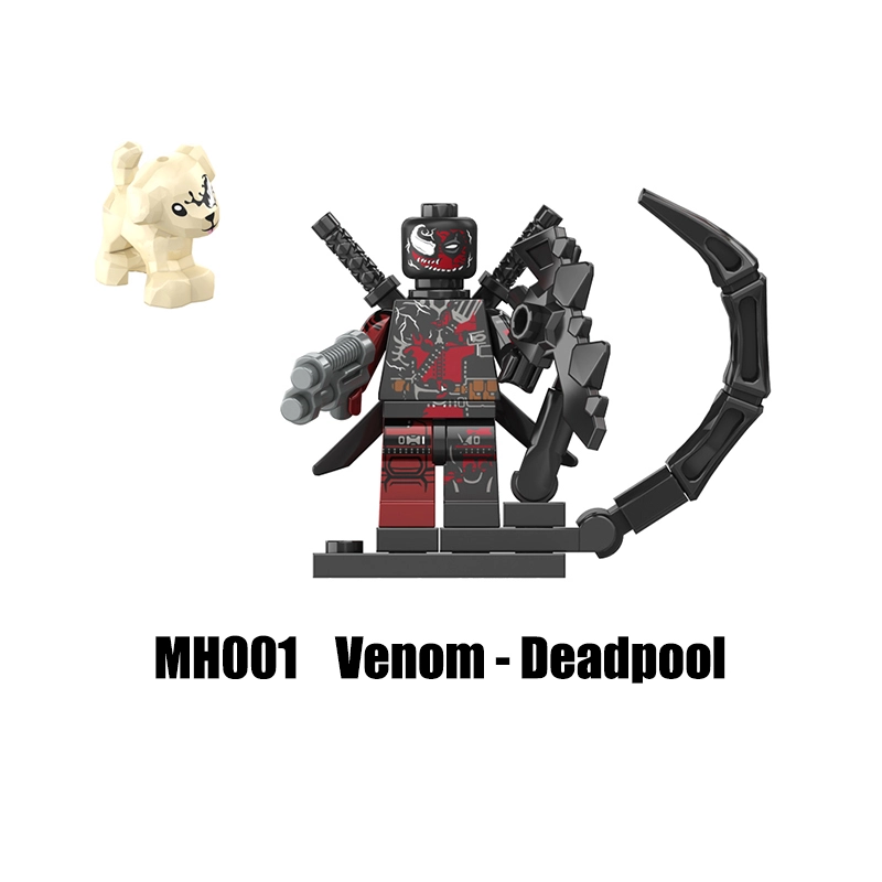 MH6001 Marvel Venom Deadpool Action Figure DC Comics Collection Spider Man  Whip Minifigs Building Blocks Children Toys Gifts Boys