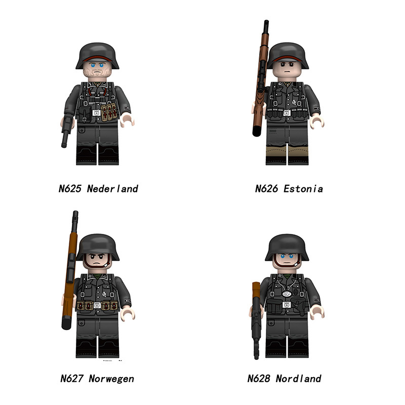 N625-628 WW2 Foreign Military Officers Norwegen Action Figures Nederland Estonia Army Building Blocks Weapons Gun Toys Boys