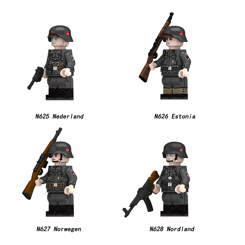N625-628 WW2 Foreign Military Officers Norwegen Action Figures Nederland Estonia Army Building Blocks Weapons Gun Toys Boys