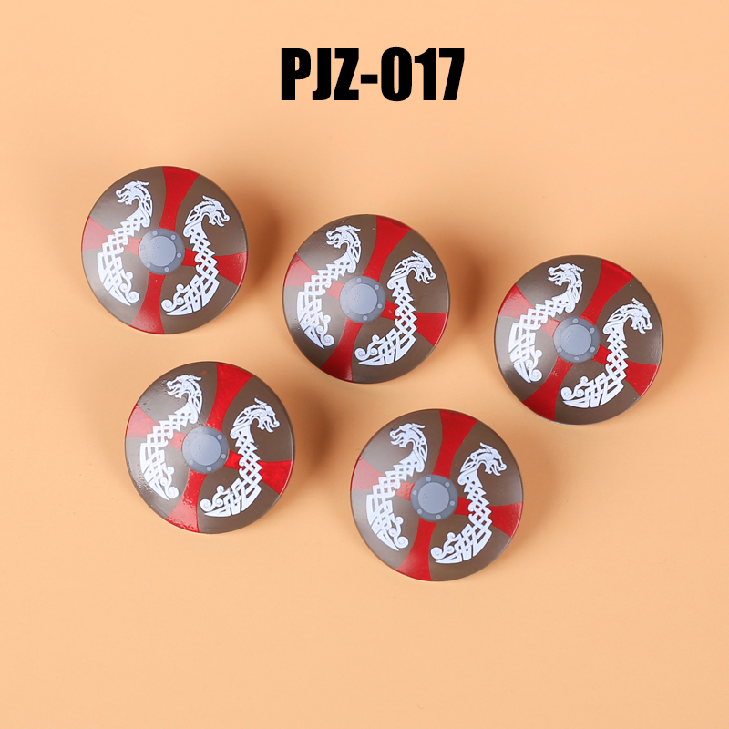 PJZ014-023 Medieval Military Knights Shields Building Blocks Middle Age Soldiers Weapons Accessories Armor Bricks Toys Kids Gift