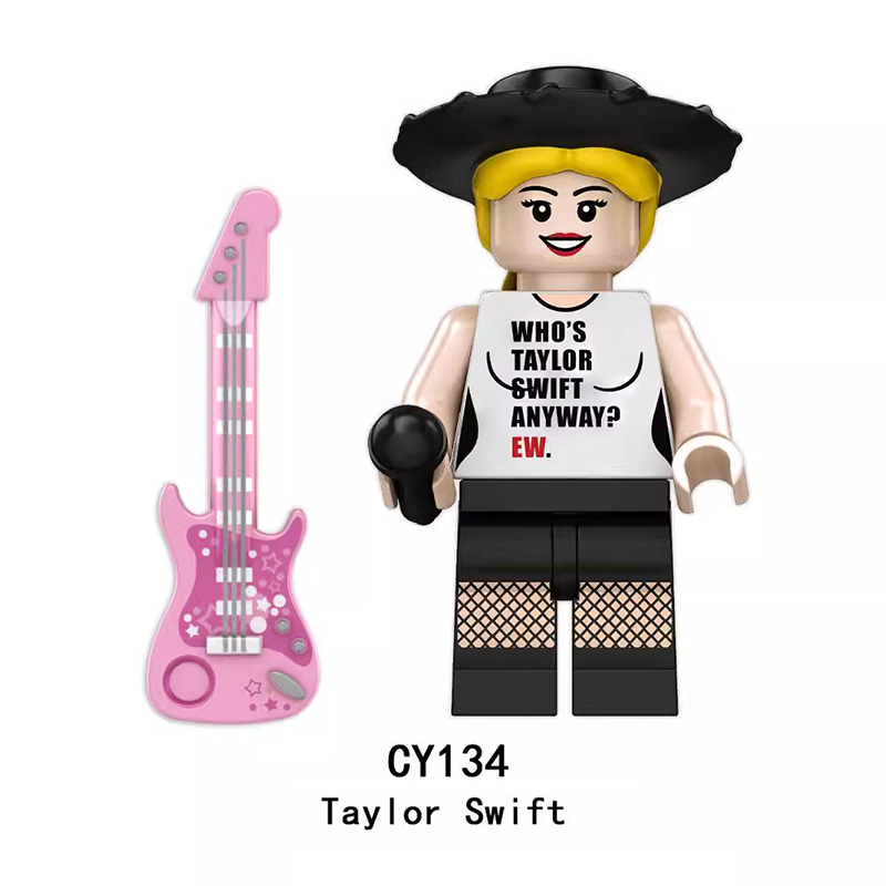 CY134-141 Celebrity Stars Taylor Swift Minifigs Building Blocks Pink Action Figures Cartoon Children Gifts Girls Birthday Collection Toys