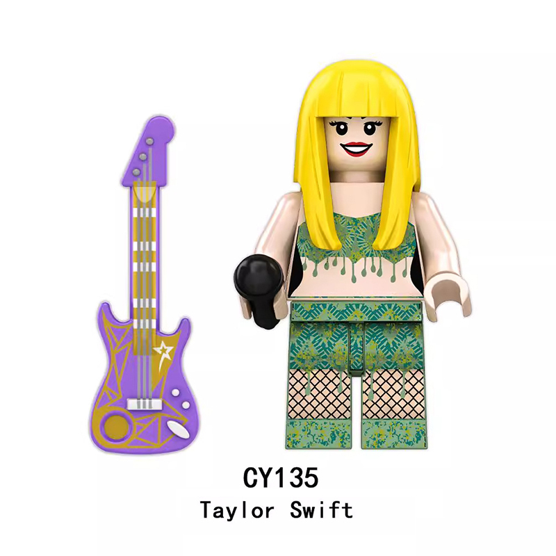 CY134-141 Celebrity Stars Taylor Swift Minifigs Building Blocks Pink Action Figures Cartoon Children Gifts Girls Birthday Collection Toys