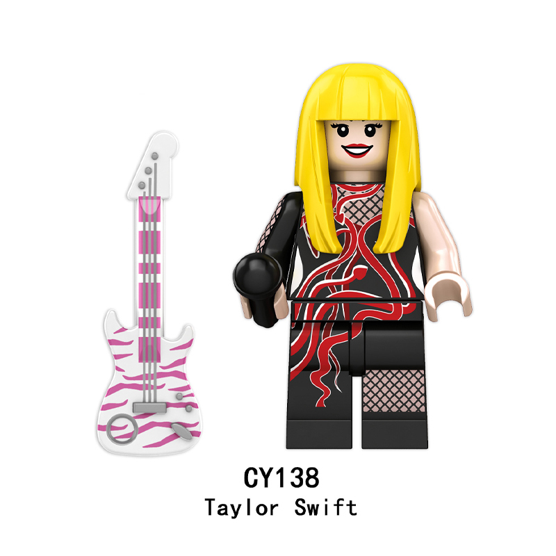 CY134-141 Celebrity Stars Taylor Swift Minifigs Building Blocks Pink Action Figures Cartoon Children Gifts Girls Birthday Collection Toys