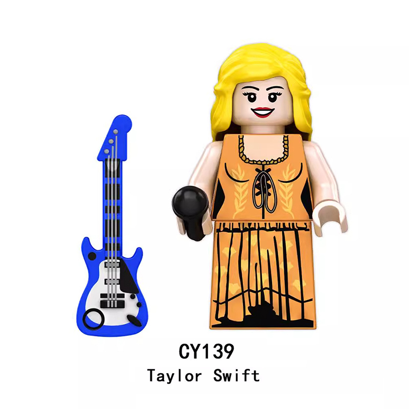CY134-141 Celebrity Stars Taylor Swift Minifigs Building Blocks Pink Action Figures Cartoon Children Gifts Girls Birthday Collection Toys