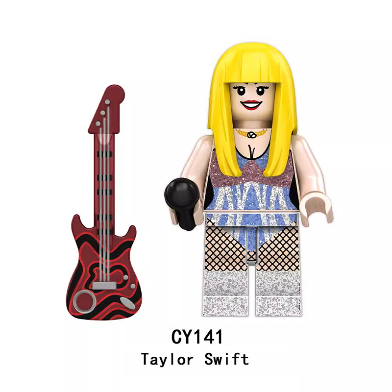 CY134-141 Celebrity Stars Taylor Swift Minifigs Building Blocks Pink Action Figures Cartoon Children Gifts Girls Birthday Collection Toys