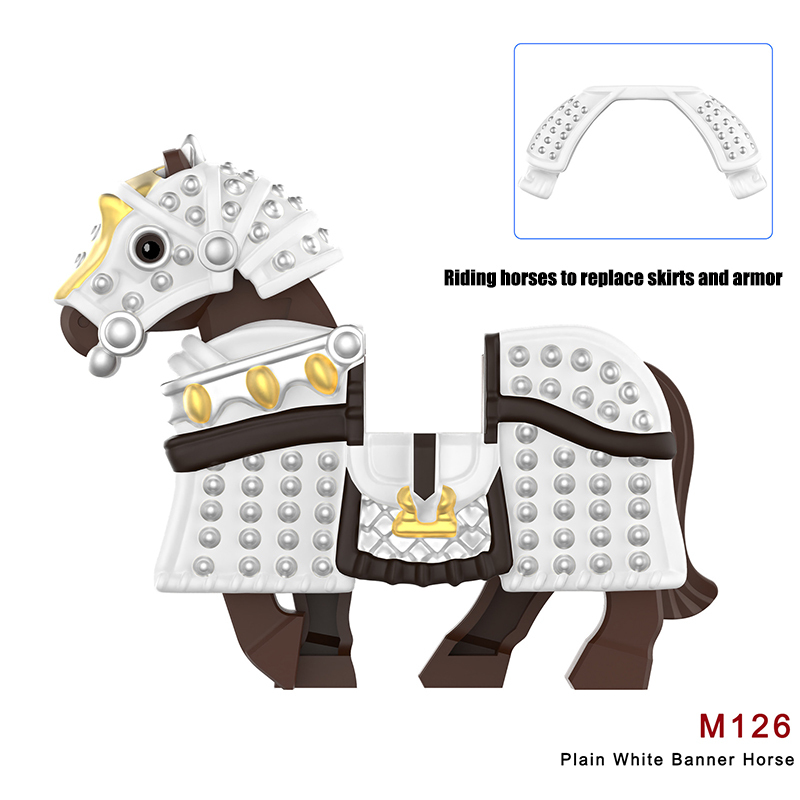 DY314-317 M126-133 Militarythe Qing Dynasty Army Plain Banner Minifigs Building Blocks Horse Soldiers War Weapon Accessories Models Toys