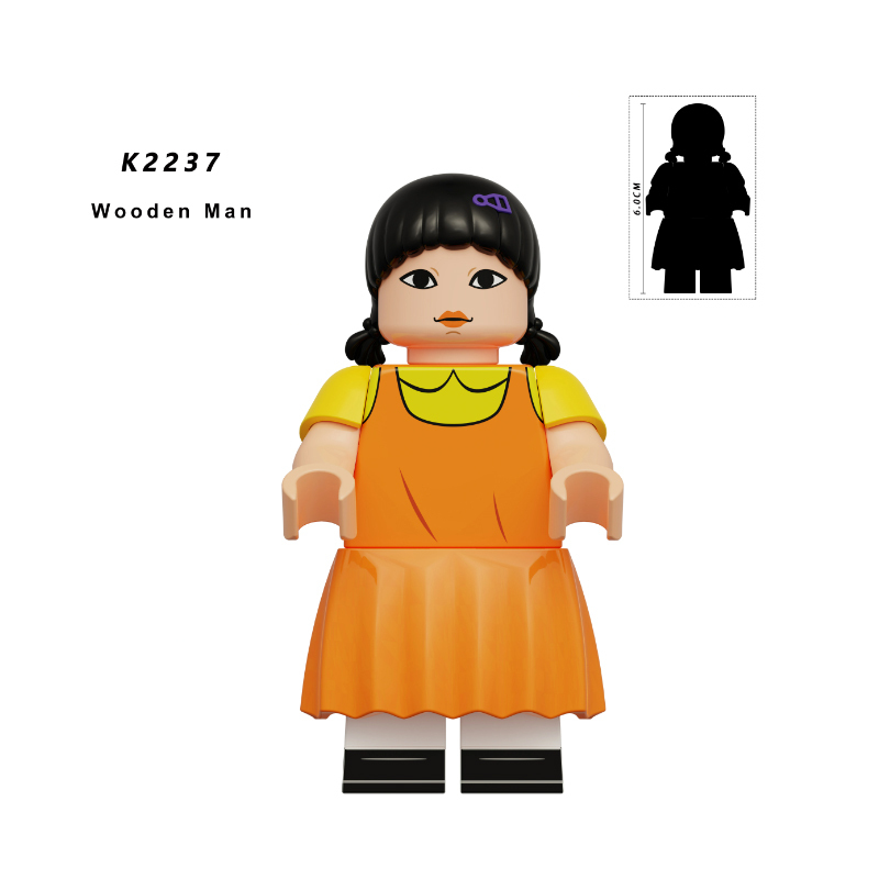 K2237 Squid Game Action Figures Wooden Man Minifigs Movies Action Figures Building Blocks Kids Puzzle Birthday Gifts Boys
