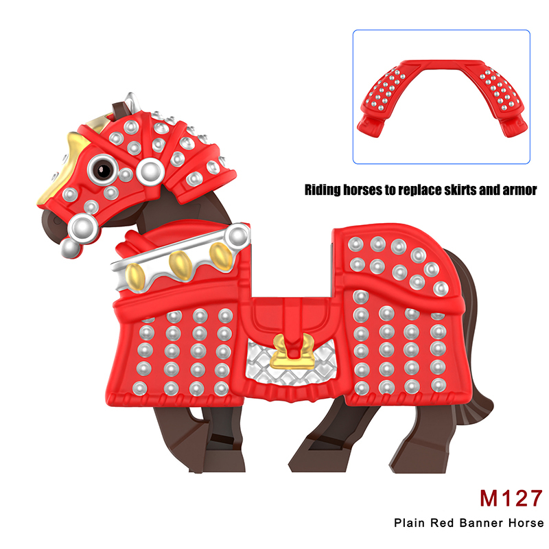 DY314-317 M126-133 Militarythe Qing Dynasty Army Plain Banner Minifigs Building Blocks Horse Soldiers War Weapon Accessories Models Toys