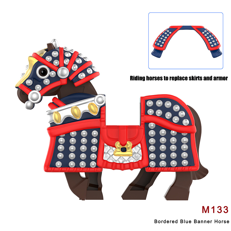 DY314-317 M126-133 Militarythe Qing Dynasty Army Plain Banner Minifigs Building Blocks Horse Soldiers War Weapon Accessories Models Toys