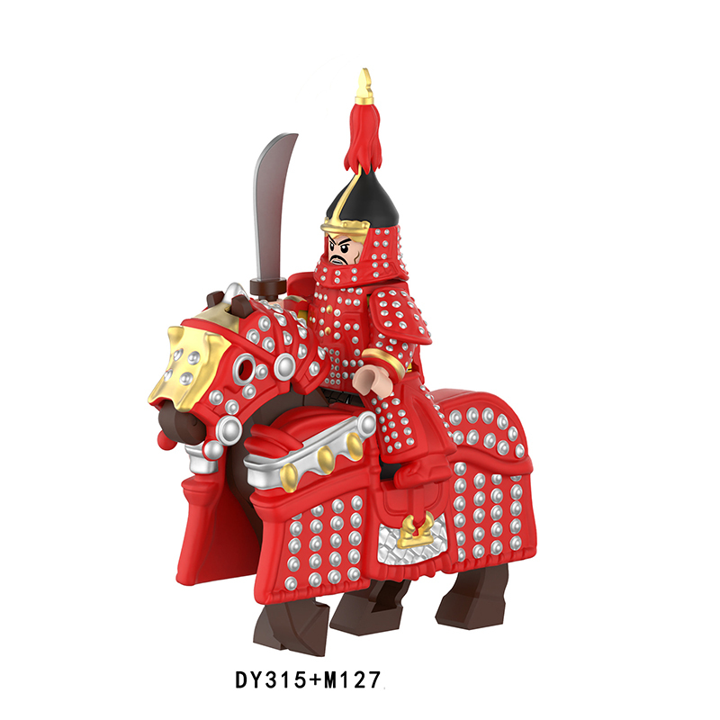 DY314-317 M126-133 Militarythe Qing Dynasty Army Plain Banner Minifigs Building Blocks Horse Soldiers War Weapon Accessories Models Toys